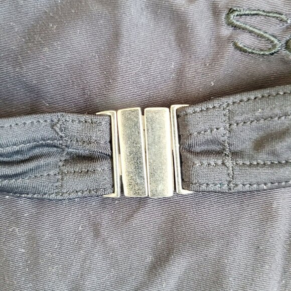 Swimsuit Top & Skirted Bottom Set Black Beaded Embroidered Padded Underwire - Picture 11 of 16